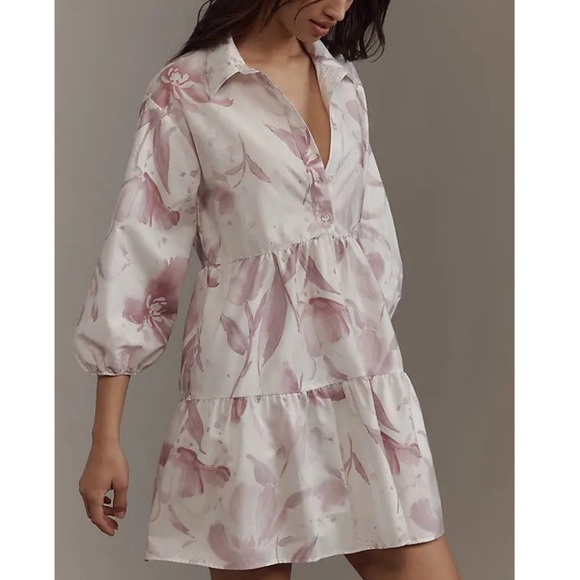 NWT Anthropologie Maeve Loverly Grey Bettina Mini Shirt Dress - Picture 2 of 4